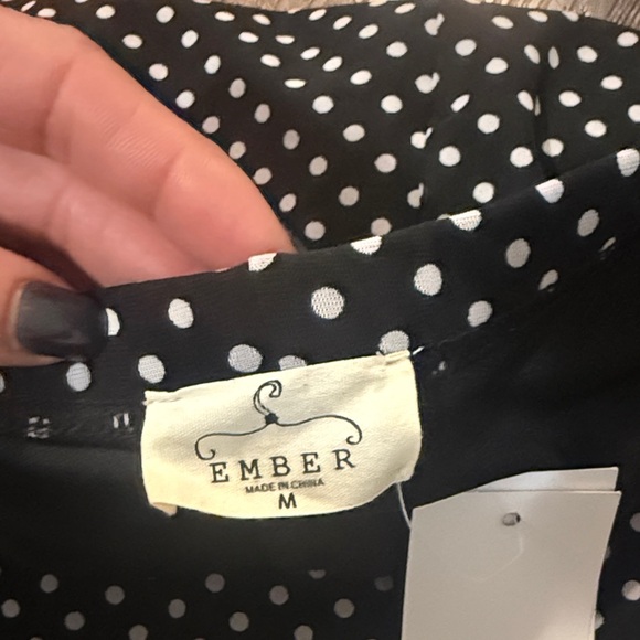 Polka Dot Black and White Pleated Skirt Under Knee New (M) - Picture 2 of 5